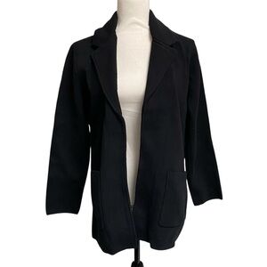 Magaschoni Black Knit Blazer Jacket Open Front Minimalist Size S